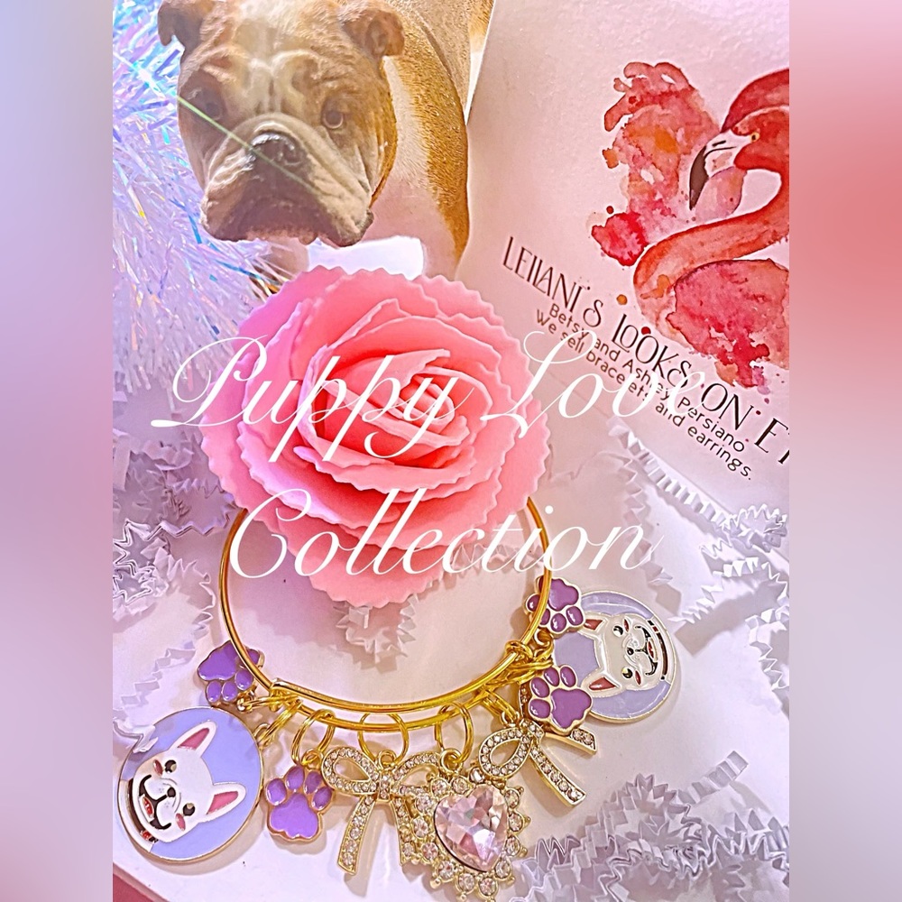 Dog charm bangle bracelet, puppy bangle , dog mom, Dog lover, French bulldog
